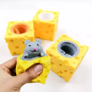 Выдвижная забавная игрушка в виде мыши и сыра, игрушка-антистресс для снятия стресса, фигурки-прятки, игрушки-антистресс для детей и взрослых