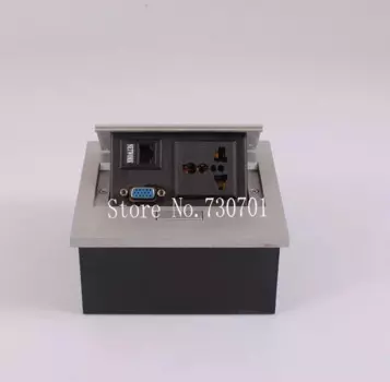 Высококачественная новая настольная розетка с 1 * универсальной + 1 * RJ45 + 1 * VGA, серебристая/черная Выдвижная розетка/настольная розетка 50 шт./комплект