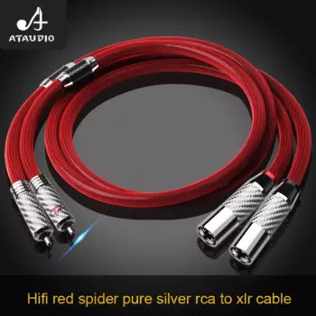 Высококачественный аудио кабель ATAUDIO из чистого серебра с RCA на XLR, аудиокабель 2RCA на 2XLR Premium Hi-Fi с 3Pin XLR для звуковой системы, DVD