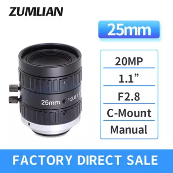 Высококонтрастная 20MP C-mount 25 мм Объектив Ручная настройка апертуры 1,1 "F2.8, ручная фокусировка, объектив камеры