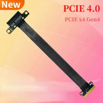 Высокоскоростной экранированный кабель PCI-E 4.0 4X с посеребренным кабелем GEN 4 PCIe X4 к X4 «папа-мама» PCI Express 4.0 Гибкий кабель Riser GPU