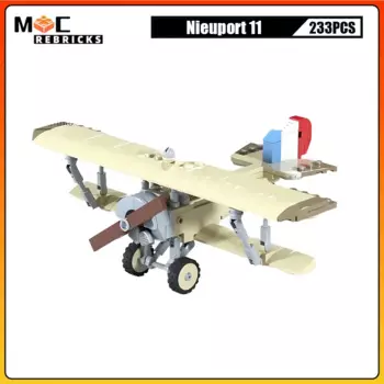 Высокотехнологичный военный самолет WW1 немецкая армия Nieuport 11 светильник Fighter MOC строительные блоки Сборная модель Детский конструктор «сделай сам» Игрушки