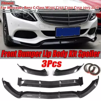 W205 3 шт. автомобильный передний бампер сплиттер губа спойлер диффузор для Mercedes для Benz C-Class W205 C250 C300 C350 2015-2018 Комплект кузова