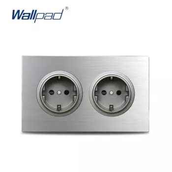 Wallpad Серебристая матовая алюминиевая двойная розетка 2 банки