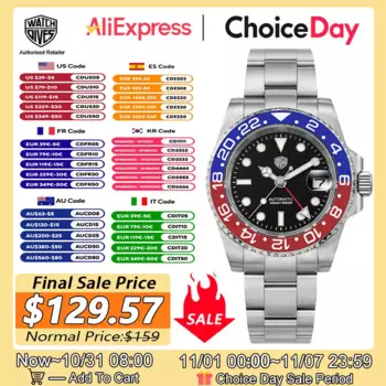 Watchdives WD16760 GMT Часы NH34 Механизм Нержавеющая сталь Сапфировое стекло Наручные часы BGW9 Светящиеся 300 м Водонепроницаемые часы