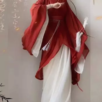 Wei Jin Стиль Hanfu Костюм Женский Повседневный Костюм Han Elements Nirvana Красное Платье в китайском стиле с большими рукавами Hanfu Древний Тан Наряд