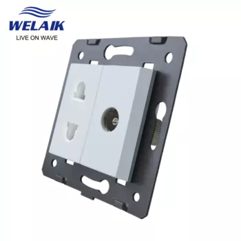 WELAIK EU-standard 2-отверстие многофункциональная розетка + ТВ розетка-DIY-запчасти-без стеклянной панели A8TS tv W