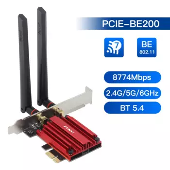 Wi-Fi-адаптер Fenvi PCIE 7 для Intel BE200, 8774 Мбит/с, Bluetooth 5,4