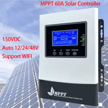 Wi-Fi MPPT 60A Контроллер заряда солнечной батареи Регулятор солнечной панели 12В 24В 36В 48В Авто Макс PV 150в постоянного тока для свинцово-кислотной литиевой батареи