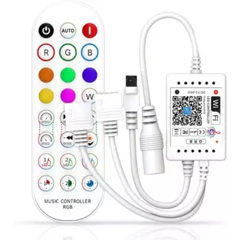 Wi-Fi Smart RGB музыкальный контроллер для светодиодных лент + инфракрасный пульт дистанционного управления, 24 клавиши, беспроводной для цветных полосовых светильников