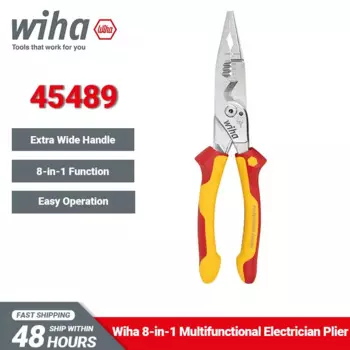 Wiha 45489 Электрические плоскогубцы 8 в 1 многофункциональные плоскогубцы для зачистки изолированных проводов с широкой ручкой дизайн простота в эксплуатации