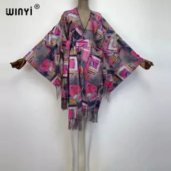 WINYI 2021 Американский зимний женский кардиган Стич халат коктейльный sexcy Boho Макси африканский праздник с рукавами «летучая мышь» кафтан кимоно