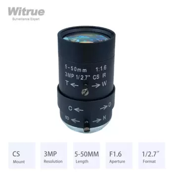 Witrue варифокальный объектив HD 3 мегапикселя 5-50 мм Диафрагма формат F1.6 1/2.7 ИК-коррекция для IP-камер наблюдения