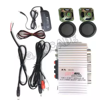 WM333 усилитель Hi-Fi стерео аудио кабель постоянного тока 12V 2A Diy Kit 4 дюйма Динамик и сетевой адаптер аудиокабеля для аркадных игровых автоматов