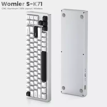 Womier S-K71 Трехрежимная 68% беспроводная механическая игровая клавиатура из алюминиевого сплава Bluetooth с возможностью горячей замены для Mac Wp Red Switch WOB