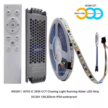 WS2811 2835 CCT Светодиодная лента для беговой рыбалки 120 светодиодов/м с фонарем с обратным потоком 24 В постоянного тока Встроенная линейная лента для украшения дома