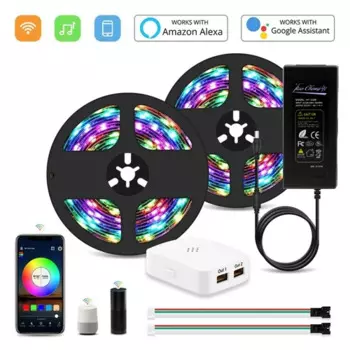 WS2811 5050 30 светодиодов/м DC12V RGB Dream полноцветная светодиодная лента + WiFi светодиодный контроллер светодиодный Светодиодный комплект питания