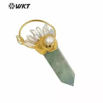 WT-P1583 Женский Uqiue жемчужный шарм флюоритовый кулон из натурального радужного духа, кварцевый кулон для женского ожерелья