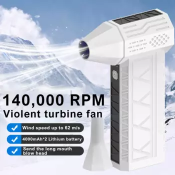 X5 Turbo Jet Fan Высокоскоростной фен Очиститель пыли Автомобильный фен с 140000 Быстрая зарядка об/мин Type-c для использования в автомобиле, высокая скорость ветра, 62 м/с