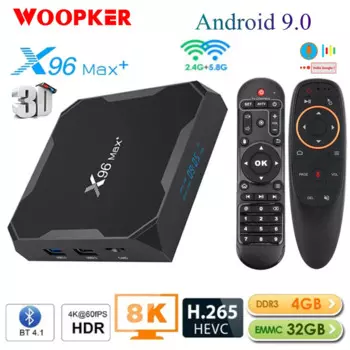 X96 Max Plus интеллект ТВ-бокс 1000M Android 9.0 Amlogic S905x3 8K Медиаплеер 4 ГБ RAM 64 ГБ ROM X96Max Телевизионная приставка Quad Core 5G Wi-Fi
