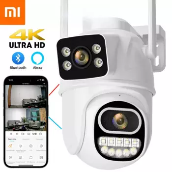 Xiaomi Wi-Fi камера с двойным объективом и двойным экраном, Ai Обнаружение человека, автоматическое отслеживание, беспроводная наружная камера видеонаблюдения, iCSee App