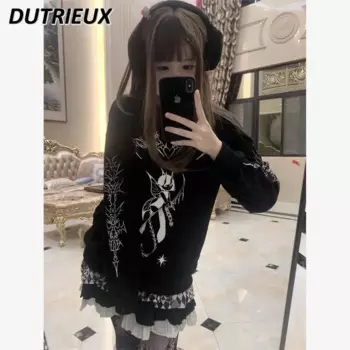 Y2k Harajuku Girl пуловер с круглым вырезом в японском стиле женские толстовки повседневные свободные хлопковые милые милые топы с длинными рукавами для женщин