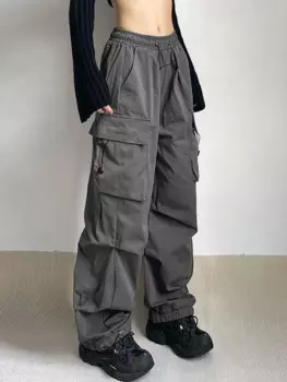 Y2K женская уличная одежда Techwear карго в Корейском стиле Харадзюку повседневные парашютные брюки для мужчин спортивные штаны с широкими штанинами джоггеры брюки одежда
