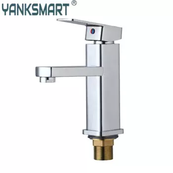 YANKSMART Ванная комната с современной хромированной отделкой кран для раковины, кран для раковины, кран на бортике корпус из латуни одно отверстие Ванная комната с одной ручкой, водопроводный кран