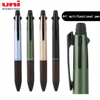 Японская многофункциональная ручка UNI Oak, шариковая ручка 4 цветов + механический карандаш, разноцветная ручка, школьные и офисные принадлежности