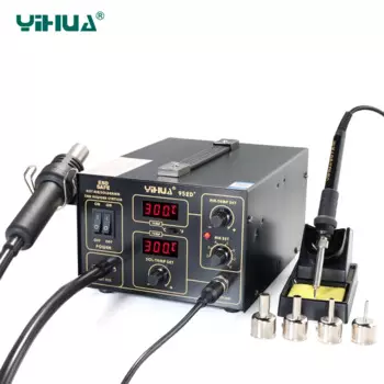 YIHUA 952D + паяльная станция горячего воздуха с 4 насадками, паяльная станция типа насоса для ремонта телефона