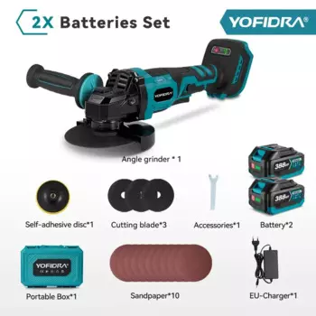 YOFIDRA 125 мм Бесщеточная электрическая угловая шлифовальная машина с 3 передачами, шлифовальный инструмент для металла, дерева, полировки, режущий инструмент для батареи 18 В-21 В