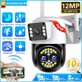 YOOSEE Беспроводная уличная 6K 12MP Wi-Fi камера безопасности Smart Three Lens 10-кратный зум IP-камера видеонаблюдения CCTV с автоматическим отслеживанием