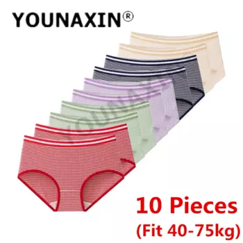 YOUNAXIN, 10 шт./лот, нижнее белье, женские трусы, удобные хлопковые трусы высокого качества, дышащие трусы со средней талией