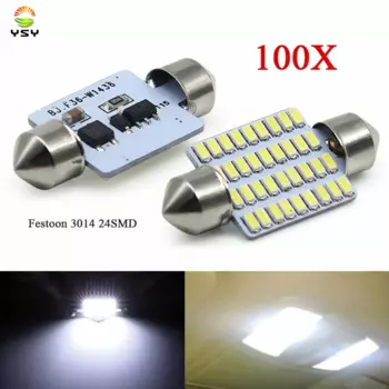 YSY 100 шт./лот гирлянда 24smd 3014 Светодиодная лампа для чтения 31 мм автомобильная светодиодная гирлянда светодиодные лампы c5w автомобильные лампы