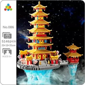 YZ 086, мировая архитектура, павильон Penglai, башня, облачный дворец, остров, мини-алмазные блоки, кирпичи, игрушки для детей, без коробки