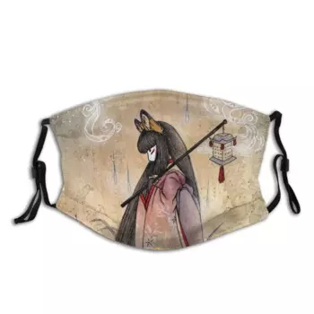 Забавная многоразовая маска для лица с фильтром Pm2.5 Kitsune Fox Yokai Youkai Gumiho Kumiho Huli Jing