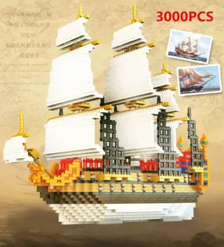 [Забавная] сборка, 3000 шт., алмазная парусная лодка, 3D модель лодки, парусные блоки, кирпичи, развивающая игрушка, детский подарок