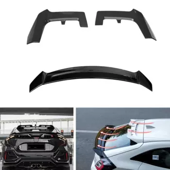 Задний спойлер для Honda Civic Hatchback 2017-2021 YOFER, крыло + сплиттер для крыши, губа, черная крышка багажника, окно, клапан, защитная крышка, отделка