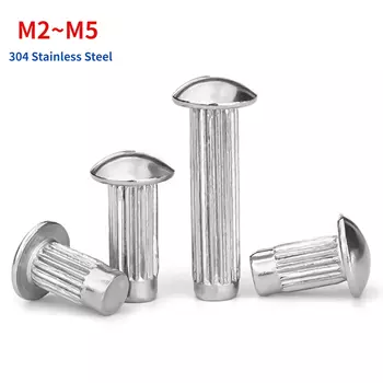 Полукнопочная круглая головка M2 M2.5 M3 M4 M5 A2-70 304 из нержавеющей стали, рифленый хвостовик, твердая заклепка GB827 для таблички с именем