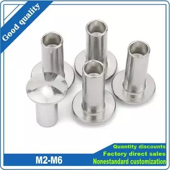 10/50x M2 M2.5 M3 M4 M5 M6 304 Нержавеющая сталь Круглая плоская ферменная головка Полуполый хвостовик Заклепка Диаметр = 2-6 мм L = 3-50 мм GB873