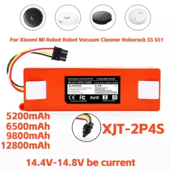 Запасная батарея для робота-пылесоса Xiaomi Roborock S55 S60 S65 S50 S51 S5 MAX S6, 14,4 В, 12800 мАч, запчасти
