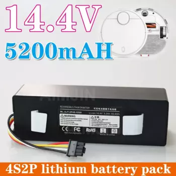 Запасная батарея для робота-пылесоса Xiaomi Roborock, S55, S60, S65, S50, S51, S5 MAX, S6, 14,4 В, 5200 мАч