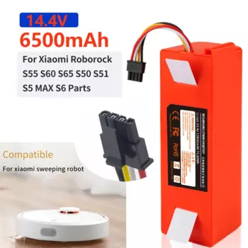 Запасная батарея для робота-пылесоса Xiaomi Roborock S55 S60 S65 S50 S51 S5 MAX S6, 14,4 В, 12800 мАч, запчасти