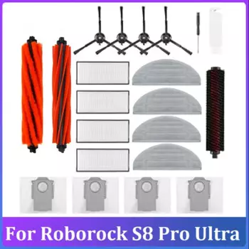 Запчасти для робота-пылесоса Roborock S8 Pro Ultra, сменные детали, двойная основная щетка, боковая щетка, фильтр НЕРА, 21 шт.