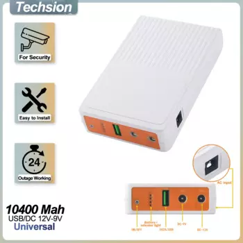 Защита безопасности, MINI 10400 MAh Встроенная батарея резервного питания ИБП, тройной выход DC 12V 9V 5V, зарядка и разрядка