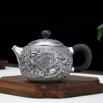 Заварочный чайник Xianglong Tengyun из стерлингового серебра 999 пробы, рельефный заварочный чайник seiko, домашний Серебряный чайник для чайной церемонии