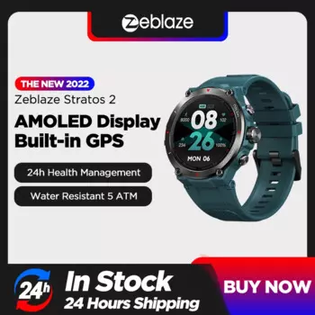 Zeblaze Stratos 2 GPS Смарт-часы AMOLED-дисплей 24 часа Мониторинг здоровья Водостойкие 5 АТМ Длительный срок службы батареи Смарт-часы 2022