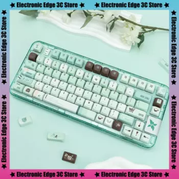 Зеленая клавиатура Mint Manbo Soa Height Pbt, материал 147 клавиш, пятисторонняя термосублимационная оригинальная механическая клавиатура под заказ