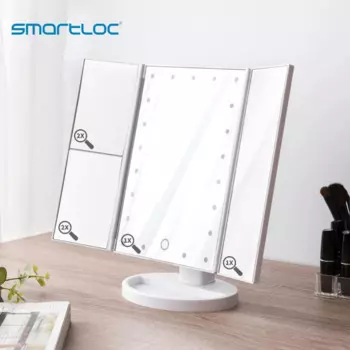 Зеркало для макияжа smartloc с 2 увеличсветодиодный лампами и сенсорным экраном
