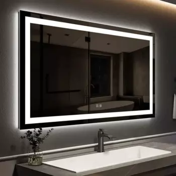 Зеркало для ванной комнаты ROOMTEC, 36x28 дюймов, с передней и подсветкой, противотуманное, 3 цвета, с регулируемой яркостью (Горизонтальное/Вертикальное)